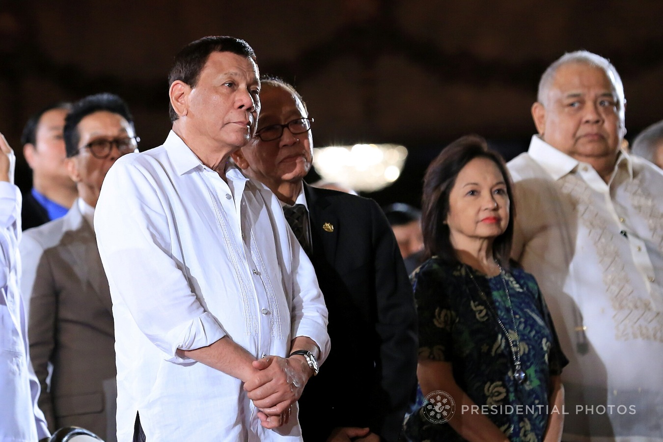 President Rodrigo Roa Duterte witnesses the program proper during the ASEAN Law Association (ALA) Governing Council Commemorative Session and Concert Program in Malacañan Palace on October 25, 2017. Also in the photo are ALA President Avelino Cruz, Former President and Incumbent Pampanga 2nd District Representative Gloria Arroyo, and Executive Secretary Salvador Medialdea. ALBERT ALCAIN/PRESIDENTIAL PHOTO