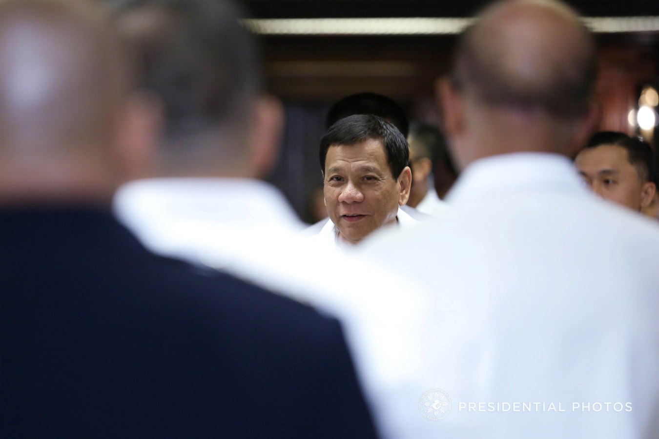 President Rodrigo Roa Duterte greets the officials of the Armed Forces of the Philippines (AFP) and the Philippine National Police (PNP) prior to the start of Joint AFP-PNP Command Conference in Palace on November 6, 2017. KARL NORMAN ALONZO/PRESIDENTIAL PHOTO