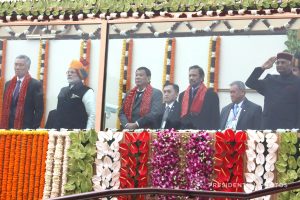President Rodrigo Roa Duterte joins other heads of state and heads of government of Association of Southeast Asian Nations (ASEAN) member countries as well as the leaders of India during the India Republic Day Parade on January 26, 2018. Accompanying the President is Special Assistant to the President Christopher Lawrence Go. ROBINSON NIÑAL JR./PRESIDENTIAL PHOTO