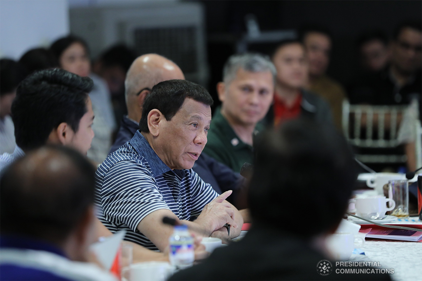 President Rodrigo Roa Duterte holds a situation briefing with members of his cabinet and local government officials to discuss disaster response measures in the aftermath of Tropical Depression (TD) 'Usman'. at the Camarines Sur Watersports Complex (CWC) in Pili, Camarines Sur on January 4, 2019 ALFRED FRIAS/PRESIDENTIAL PHOTO