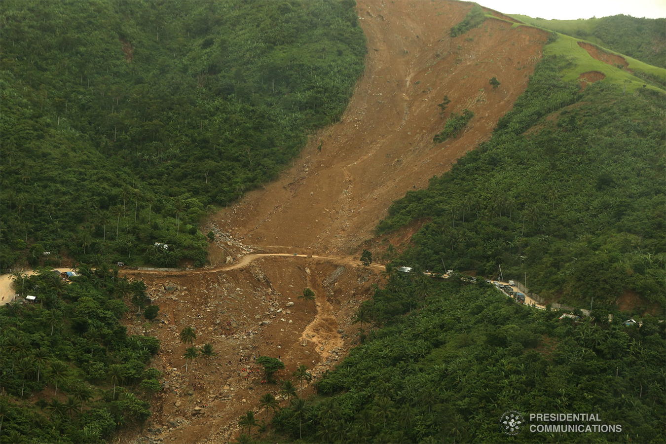 Aerial photo showing the extent of the damage brought about by landslides due to heavy downpours caused by Tropical Depression (TD) 'Usman' last December 29, 2018 in Sagñay, Camarines Sur . REY BANIQUET/PRESIDENTIAL PHOTO
