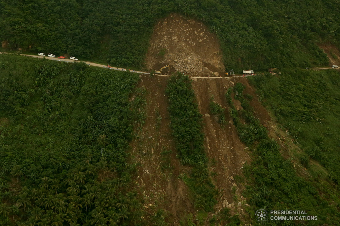 Aerial photo showing extensive damage to roadways brought about by landslides due to heavy downpours caused by Tropical Depression (TD) 'Usman' last December 29, 2018 in Sagñay, Camarines Sur . REY BANIQUET/PRESIDENTIAL PHOTO