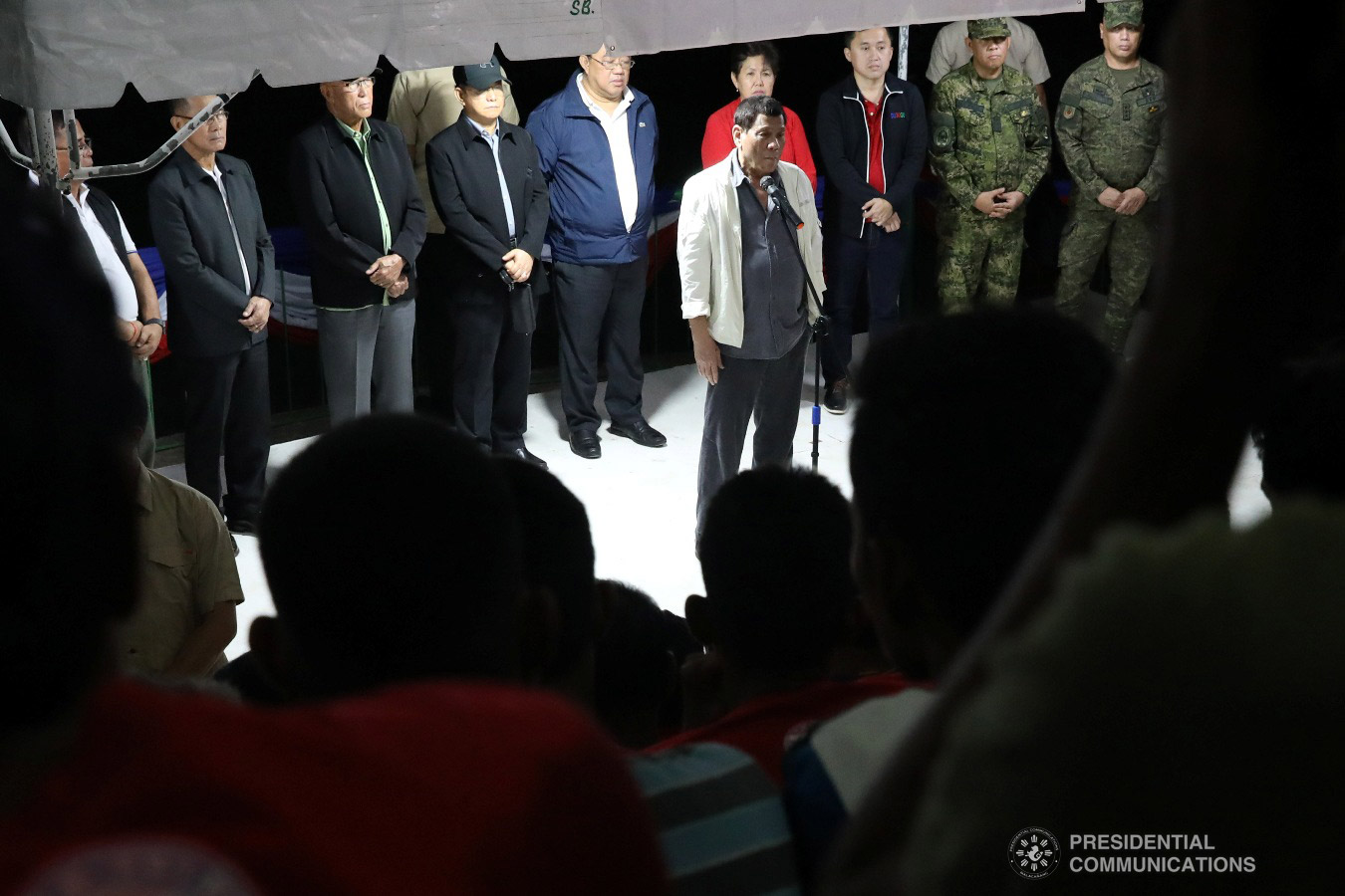 President Rodrigo Roa Duterte addresses newly surrendered former New People's Army rebels at the Cataingan National High School in Cataingan, Masbate on January 9, 2019. ACE MORANDANTE/PRESIDENTIAL PHOTO