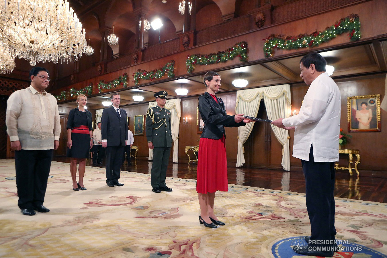 President Rodrigo Roa Duterte receives the credentials of Ambassador-designate of The Czech Republic to the Philippines Jana Sediva at the Malacañan Palace on January 15, 2019. ALBERT ALCAIN/PRESIDENTIAL PHOTO