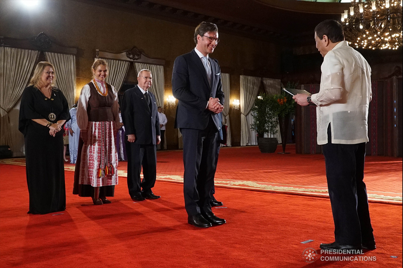 President Rodrigo Roa Duterte shares a light moment with Non-resident Ambassador Designate of the Republic of Lithuania Gediminas Varvuolis after the latter presented his credentials to the President during a ceremony at the Malacañan Palace on January 21, 2019. RENE LUMAWAG/PRESIDENTIAL PHOTO