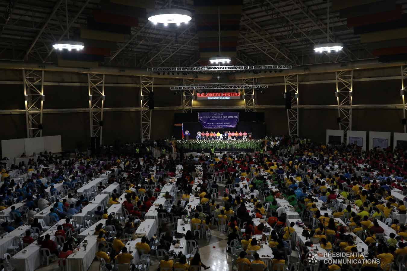 Attendees during the 4th Roa Clan Grand Reunion listen to President Rodrigo Roa Duterte as he delivers his speech during the event at the Limketkai Center in Cagayan de Oro City on January 25, 2019. KARL NORMAN ALONZO/PRESIDENTIAL PHOTO