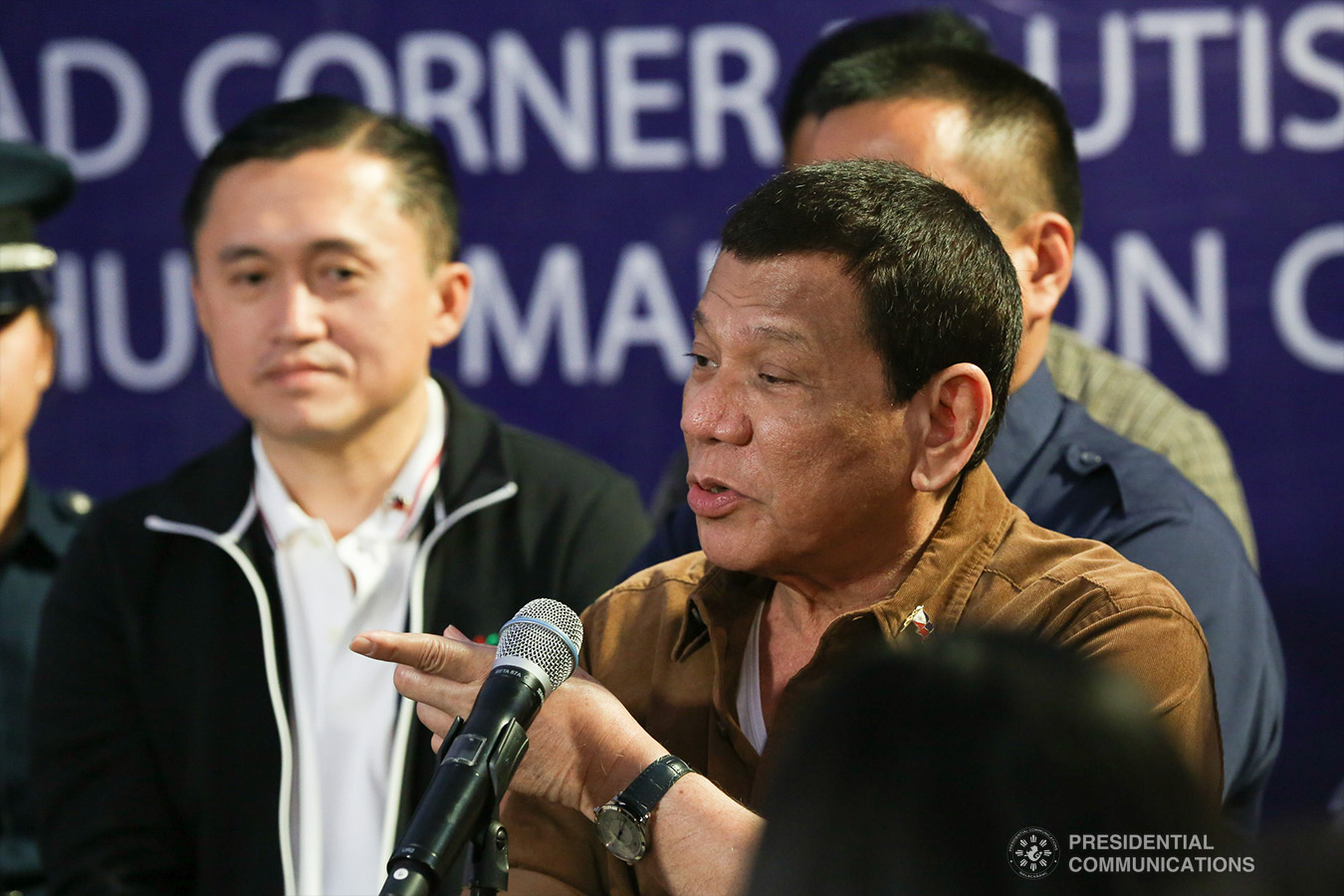 President Rodrigo Roa Duterte answers questions from members of the media after leading the groundbreaking ceremony for the construction of the San Lorenzo Ruiz General Hospital (SLRGH) in Malabon City on January 29, 2019. TOTO LOZANO/PRESIDENTIAL PHOTO