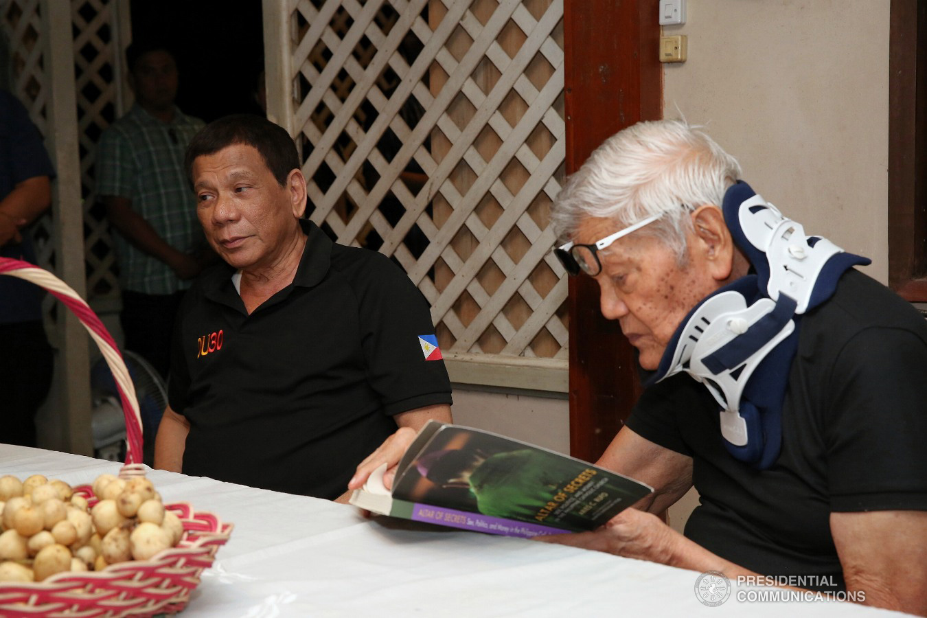 President Rodrigo Roa Duterte visits the wake of the late Solona Canoy, wife of former Cagayan de Oro City Mayor Reuben Canoy, in Cagayan de Oro City on February 5, 2019. ALBERT ALCAIN/PRESIDENTIAL PHOTO