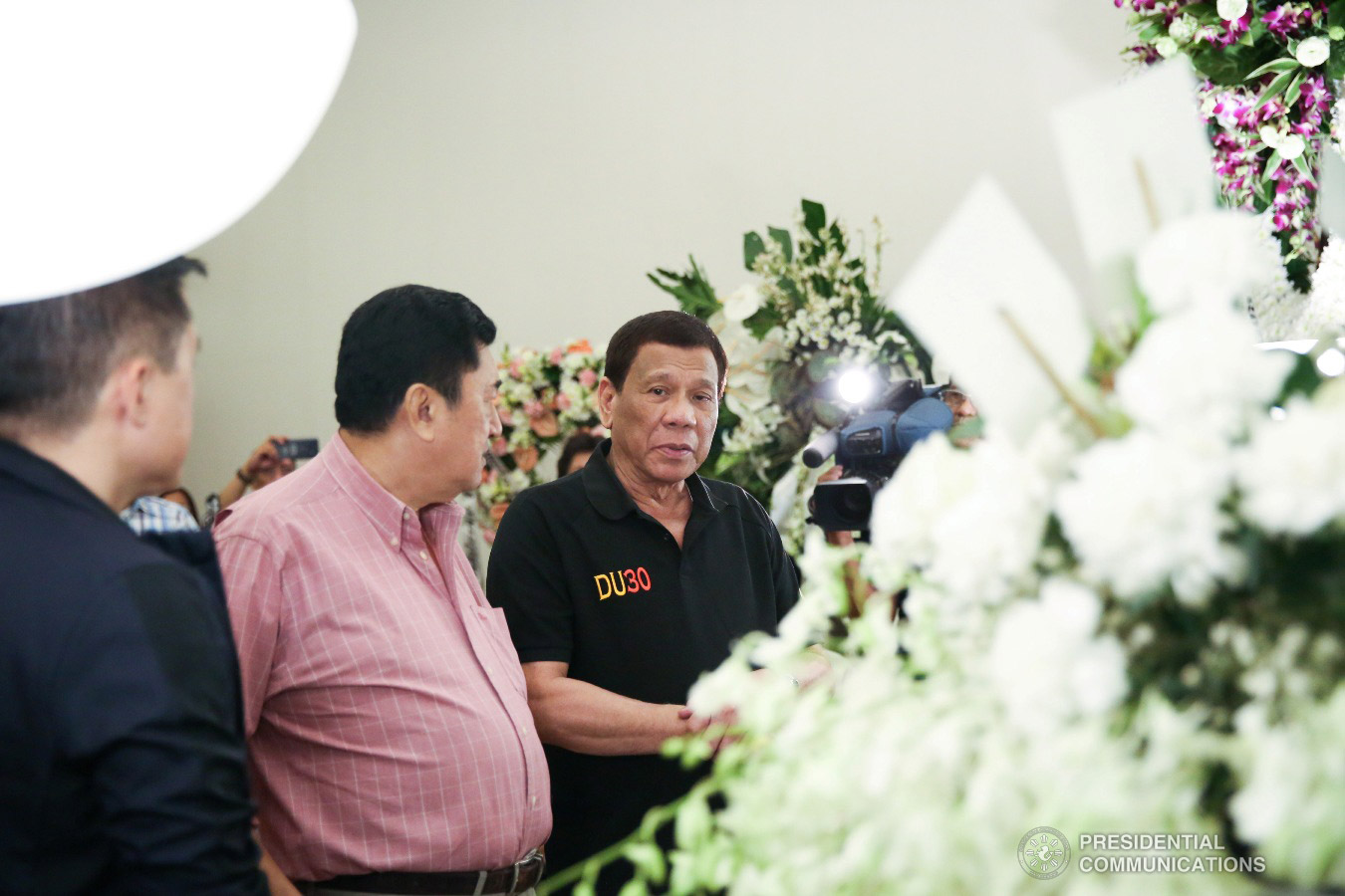 President Rodrigo Roa Duterte condoles with Labor and Employment Undersecretary Jacinto Paras as the President visited the wake of the Undersecretary's wife Olivia Paras at the Heritage Park in Taguig City on February 5, 2019. ALFRED FRIAS/PRESIDENTIAL PHOTO