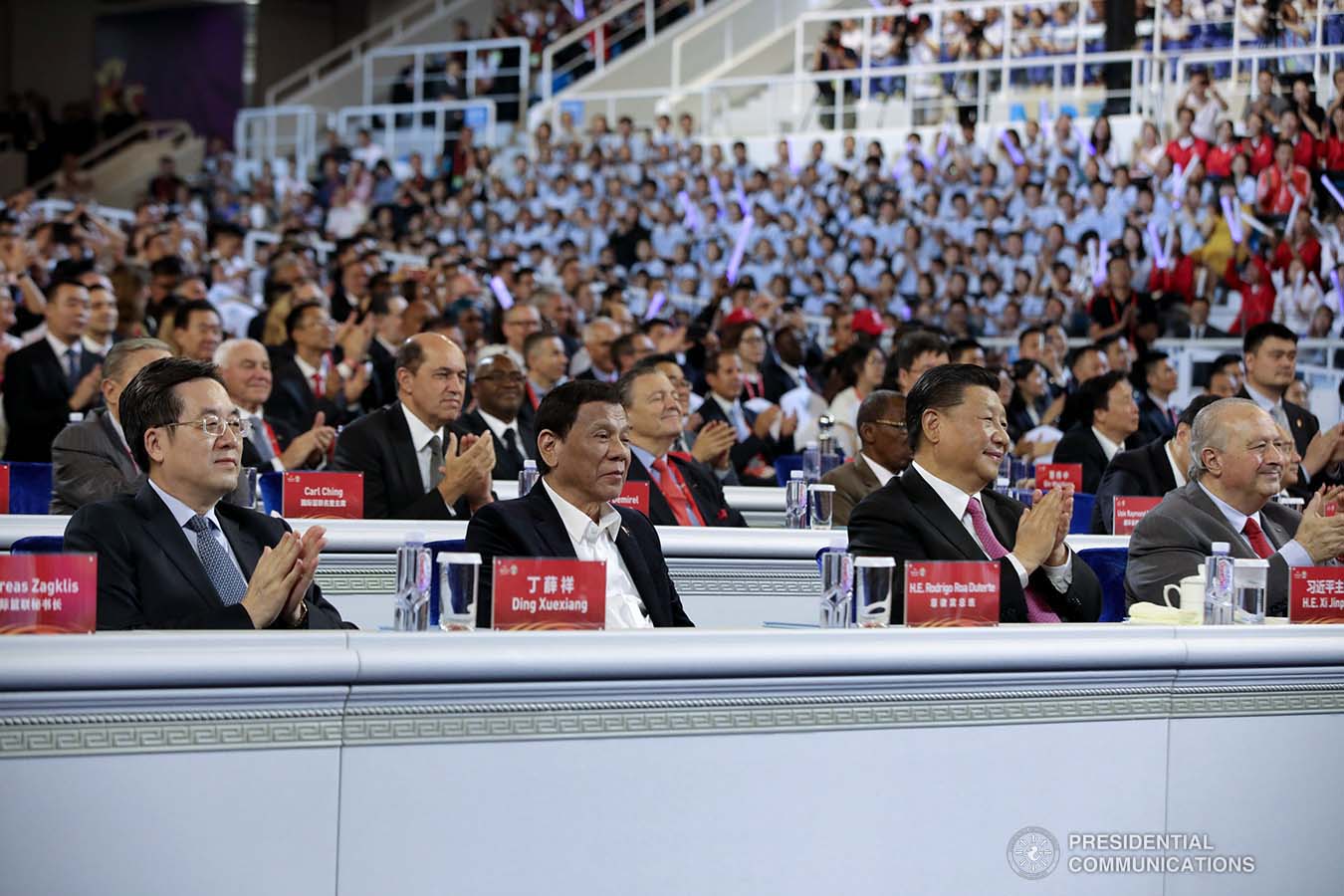 President Rodrigo Roa Duterte witnesses the program proper during the opening ceremony of the FIBA Basketball World Cup 2019 at the National Aquatics Center in Beijing, People's Republic of China on August 30, 2019. With the President is People's Republic of China President Xi Jinping. ROBINSON NIÑAL JR./PRESIDENTIAL PHOTO