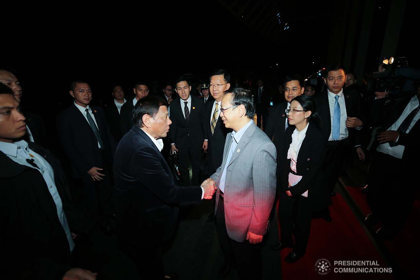 President Rodrigo Roa Duterte receives a warm welcome upon his arrival at a hotel in Guangdong Province, People's Republic of China on August 30, 2019. SIMEON CELI JR./PRESIDENTIAL PHOTO