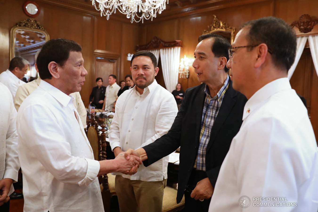 President Rodrigo Roa Duterte greets some members of the cabinet prior to the start of the 41st Cabinet Meeting at the Malacañan Palace on September 4, 2019. ACE MORANDANTE/PRESIDENTIAL PHOTO