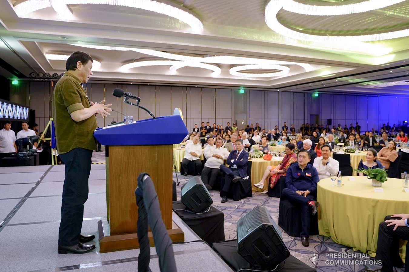 President Rodrigo Roa Duterte delivers his speech during the inauguration of the Dusit D2 Davao Hotel in Davao City on September 6, 2019. JOEY DALUMPINES/PRESIDENTIAL PHOTO