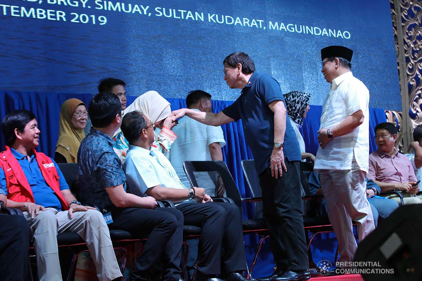 President Rodrigo Roa Duterte interacts with the guests during the launch of the second phase of the decommissioning of Moro Islamic Liberation Front combatants and weapons at the Old Provincial Capitol Compound in Sultan Kudarat, Maguindanao on September 7, 2019. ROBINSON NIÑAL JR./PRESIDENTIAL PHOTO