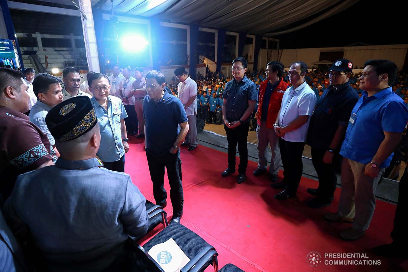 President Rodrigo Roa Duterte interacts with the guests during the launch of the second phase of the decommissioning of Moro Islamic Liberation Front combatants and weapons at the Old Provincial Capitol Compound in Sultan Kudarat, Maguindanao on September 7, 2019. KARL NORMAN ALONZO/PRESIDENTIAL PHOTO