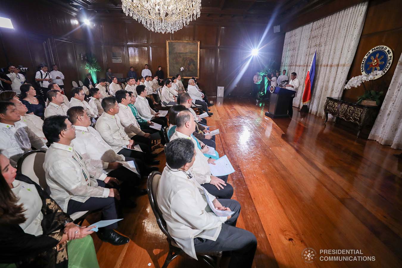 President Rodrigo Roa Duterte delivers his speech during the oath-taking ceremony of the officers of the League of Vice Governors of the Philippines at the Malacañan Palace on September 10, 2019. SIMEON CELI JR./PRESIDENTIAL PHOTO