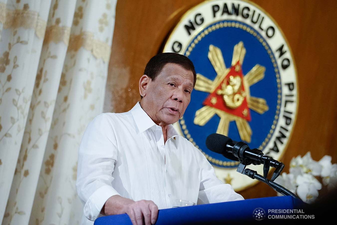 President Rodrigo Roa Duterte delivers his speech during the oath-taking ceremony of the officers of the League of Vice Governors of the Philippines at the Malacañan Palace on September 10, 2019. KING RODRIGUEZ/PRESIDENTIAL PHOTO