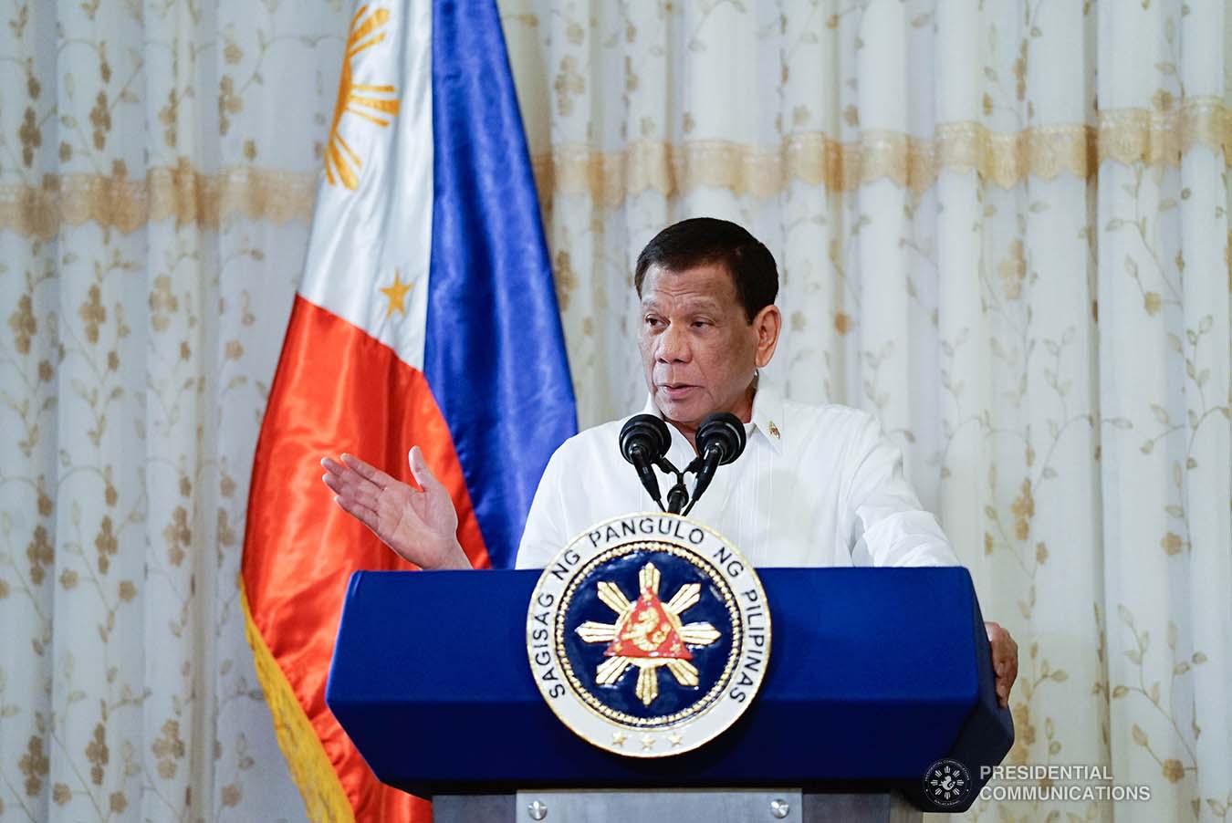 President Rodrigo Roa Duterte delivers his speech during the oath-taking ceremony of the officers of the League of Vice Governors of the Philippines at the Malacañan Palace on September 10, 2019. KING RODRIGUEZ/PRESIDENTIAL PHOTO