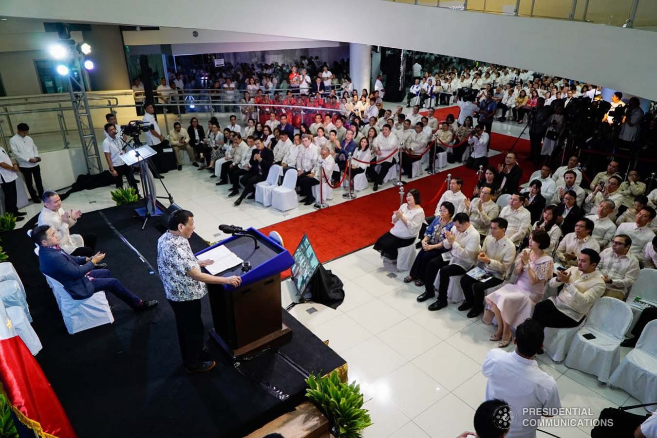 President Rodrigo Roa Duterte delivers his speech during the inauguration of the Bataan Government Center and Business Hub “The Bunker” in Balanga City, Bataan on September 12, 2019. KING RODRIGUEZ/PRESIDENTIAL PHOTO