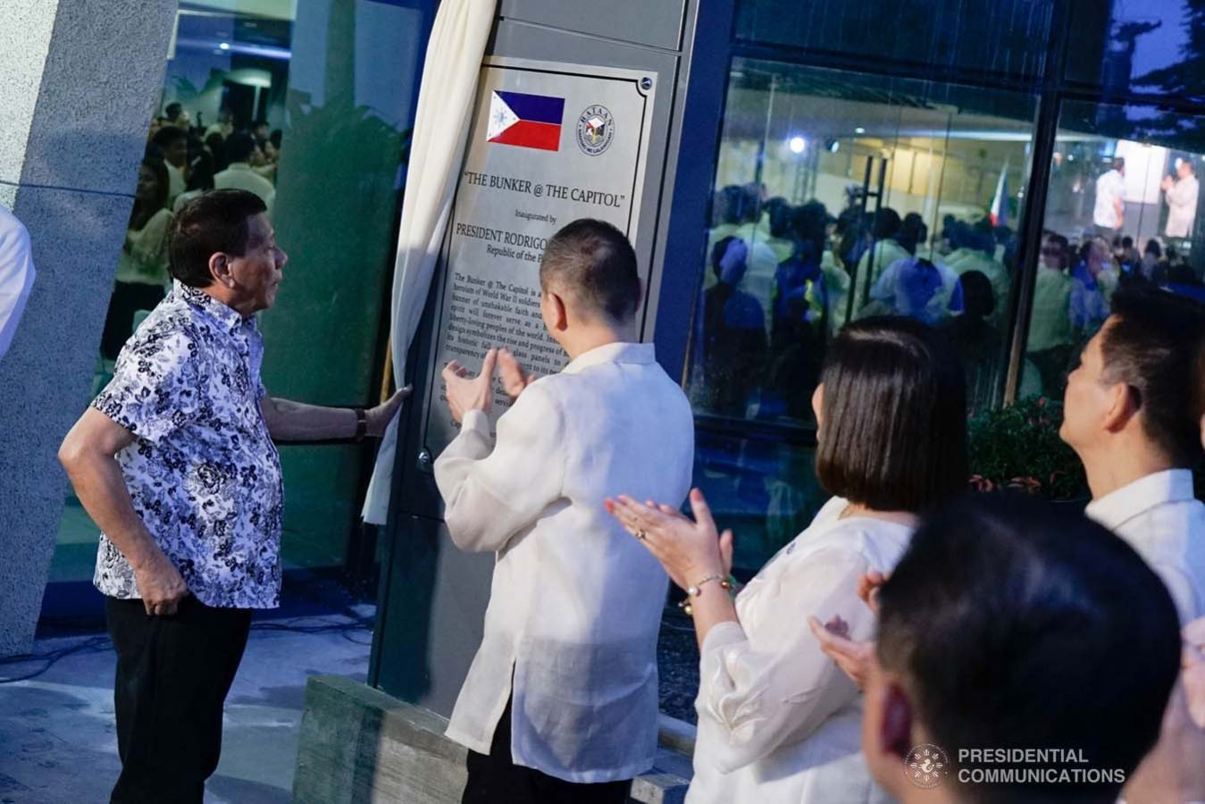 President Rodrigo Roa Duterte unveils the marker of the Bataan Government Center and Business Hub “The Bunker” during its inauguration in Balanga City, Bataan on September 12, 2019. KING RODRIGUEZ/PRESIDENTIAL PHOTO