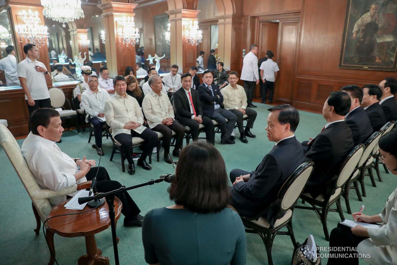 President Rodrigo Roa Duterte meets with the officials of the Communist Party of China (CPC) Chongqing Party led by its Chief Chen Min'er who paid a courtesy call on the President at the Malacañan Palace on September 16, 2019. ACE MORANDANTE/PRESIDENTIAL PHOTO