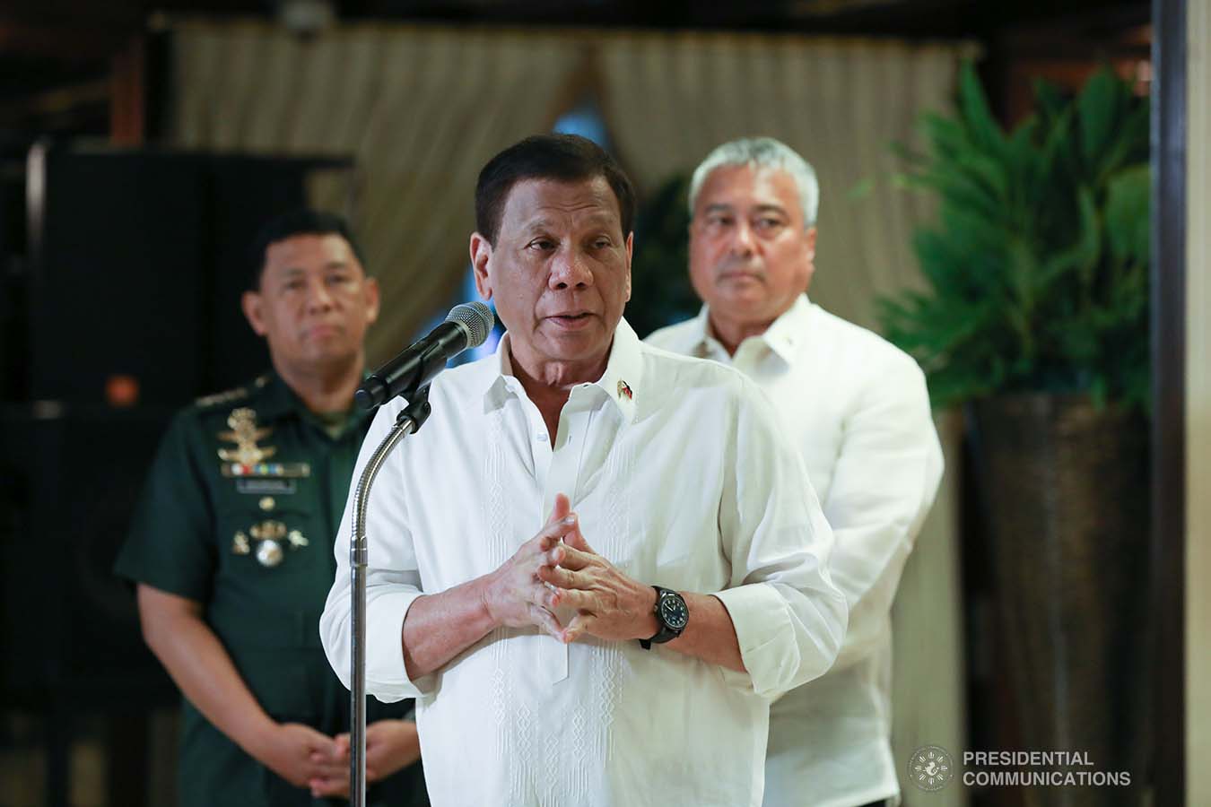 President Rodrigo Roa Duterte gives a message after posthumously awarding the Order of Lapu-Lapu Rank of Kalasag to the killed soldiers during a ceremony at the Malacañan Palace on September 17, 2019. TOTO LOZANO/PRESIDENTIAL PHOTO