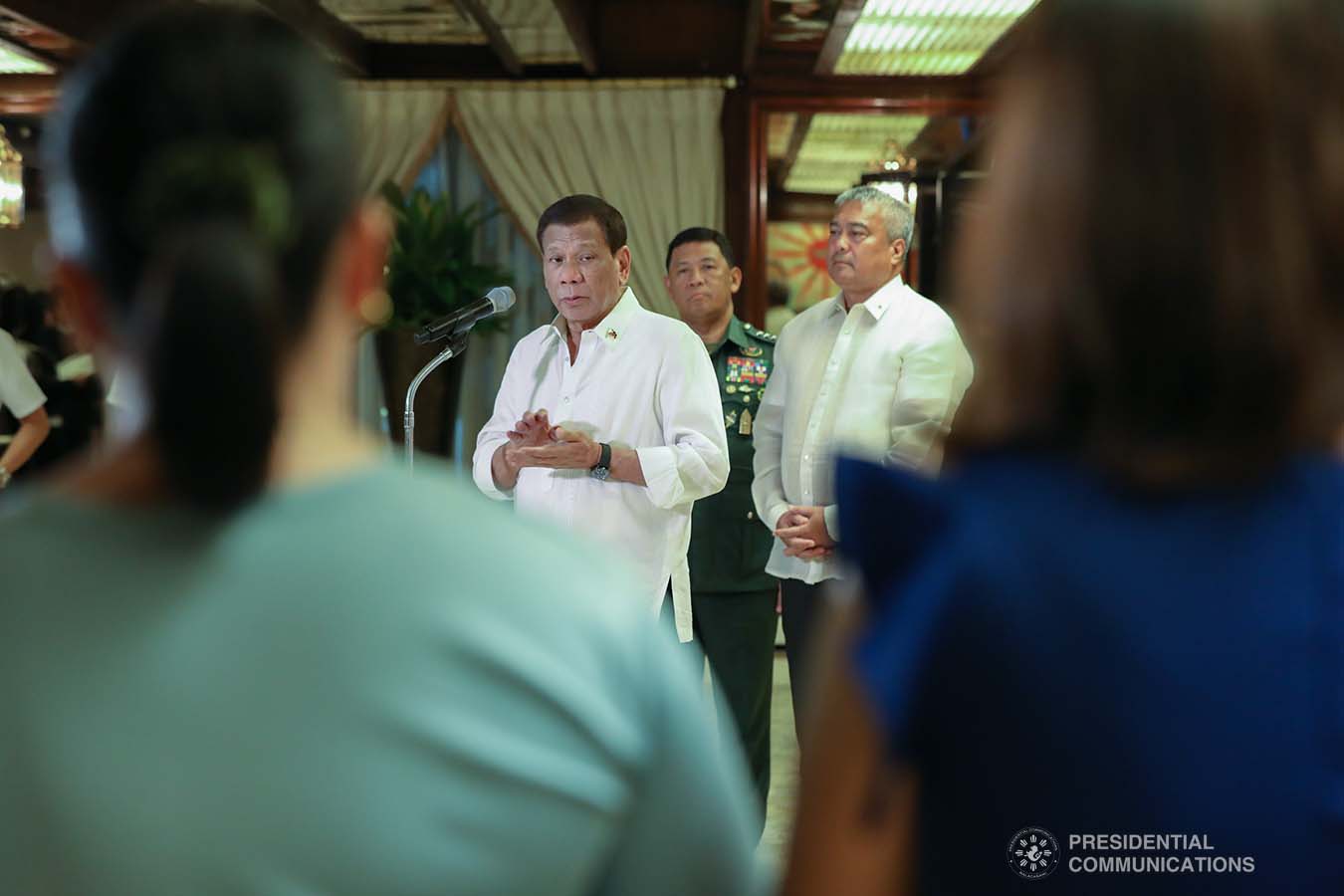 President Rodrigo Roa Duterte gives a message after posthumously awarding the Order of Lapu-Lapu Rank of Kalasag to the killed soldiers during a ceremony at the Malacañan Palace on September 17, 2019. TOTO LOZANO/PRESIDENTIAL PHOTO