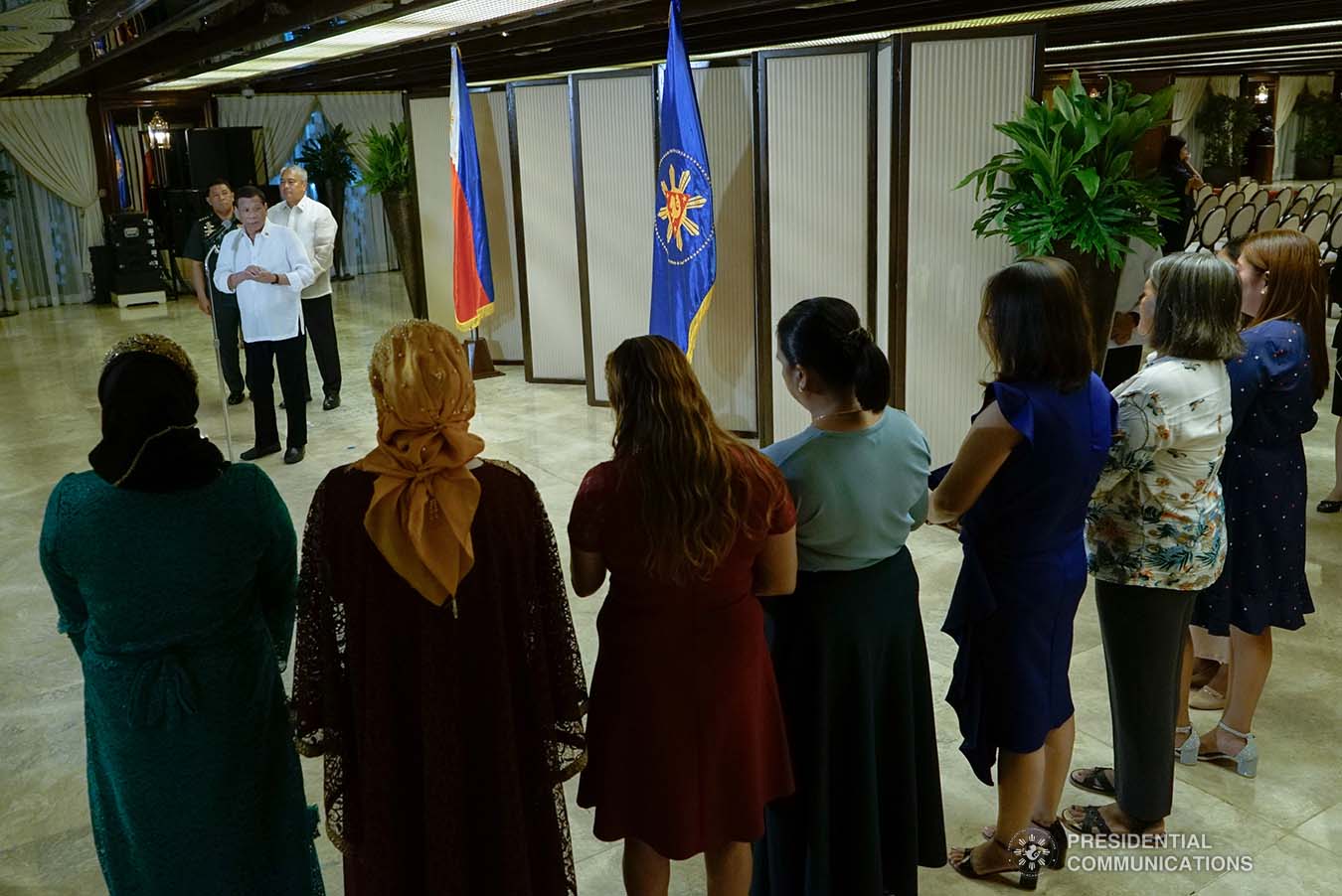 President Rodrigo Roa Duterte gives a message after posthumously awarding the Order of Lapu-Lapu Rank of Kalasag to the killed soldiers during a ceremony at the Malacañan Palace on September 17, 2019. KING RODRIGUEZ/PRESIDENTIAL PHOTO