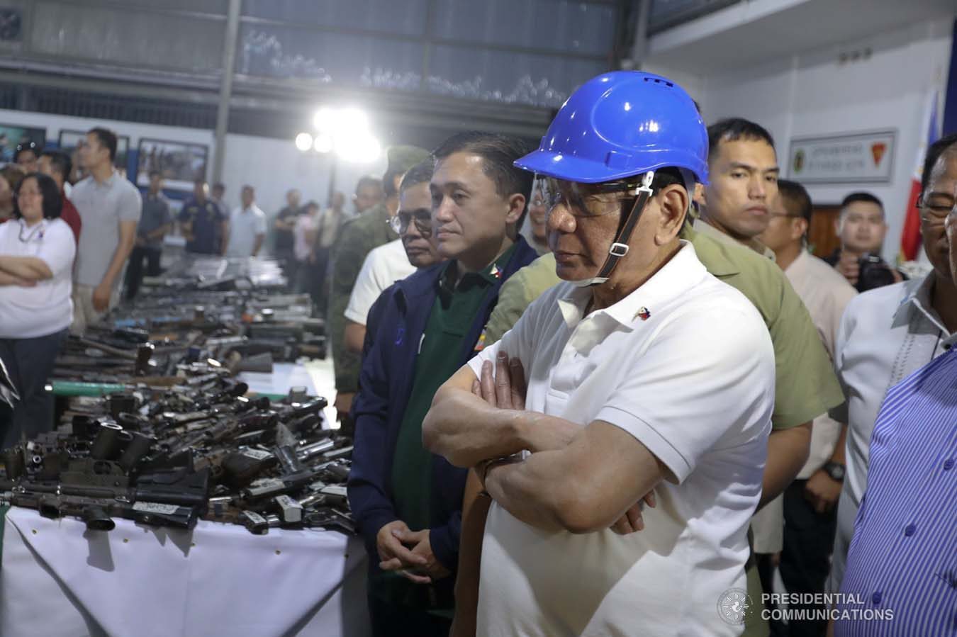 President Rodrigo Roa Duterte witnesses the decommissioning of the arms from the 727 Rebolusyonaryong Partido ng Manggagawa - Pilipinas/ Revolutionary Proletarian Army/ Alex Boncayao Brigade - Tabara-Paduano Group (RPM-P/RPA/ABB-TPG) at the Camp General Macario B. Peralta, Jr. in Jamindan, Capiz on September 19, 2019. ALFRED FRIAS/PRESIDENTIAL PHOTO