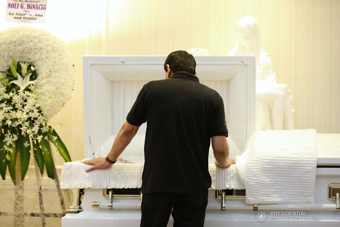 President Rodrigo Roa Duterte pays his last respects to Noli Ignacio as he visits the wake at the Cosmopolitan Funeral Homes in Davao City on September 21, 2019. KARL NORMAN ALONZO/PRESIDENTIAL PHOTO