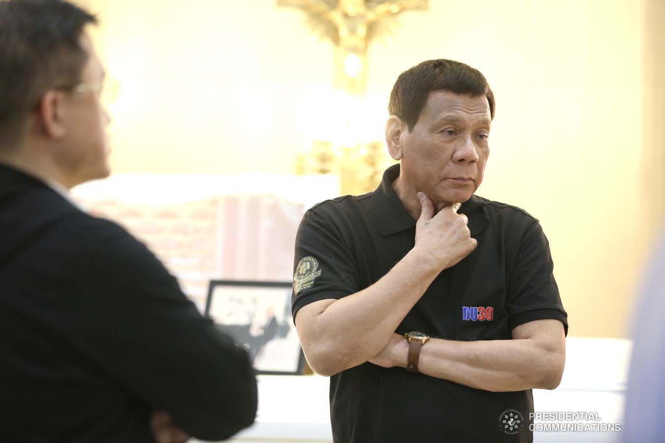 President Rodrigo Roa Duterte condoles with the family of Alfonso Fernandez as he visits the wake at the Cosmopolitan Funeral Homes in Davao City on September 21, 2019. KARL NORMAN ALONZO/PRESIDENTIAL PHOTO