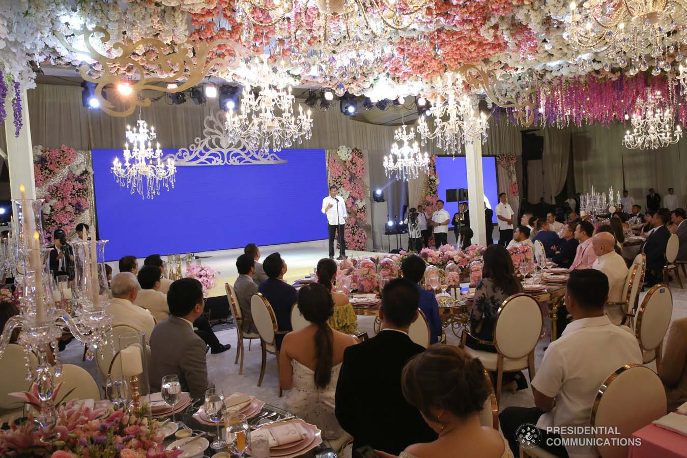 President Rodrigo Roa Duterte gives a message during the baptism of Sara Velasco at the Shangri-La Hotel in Makati City on September 22, 2019. ALBERT ALCAIN/PRESIDENTIAL PHOTO