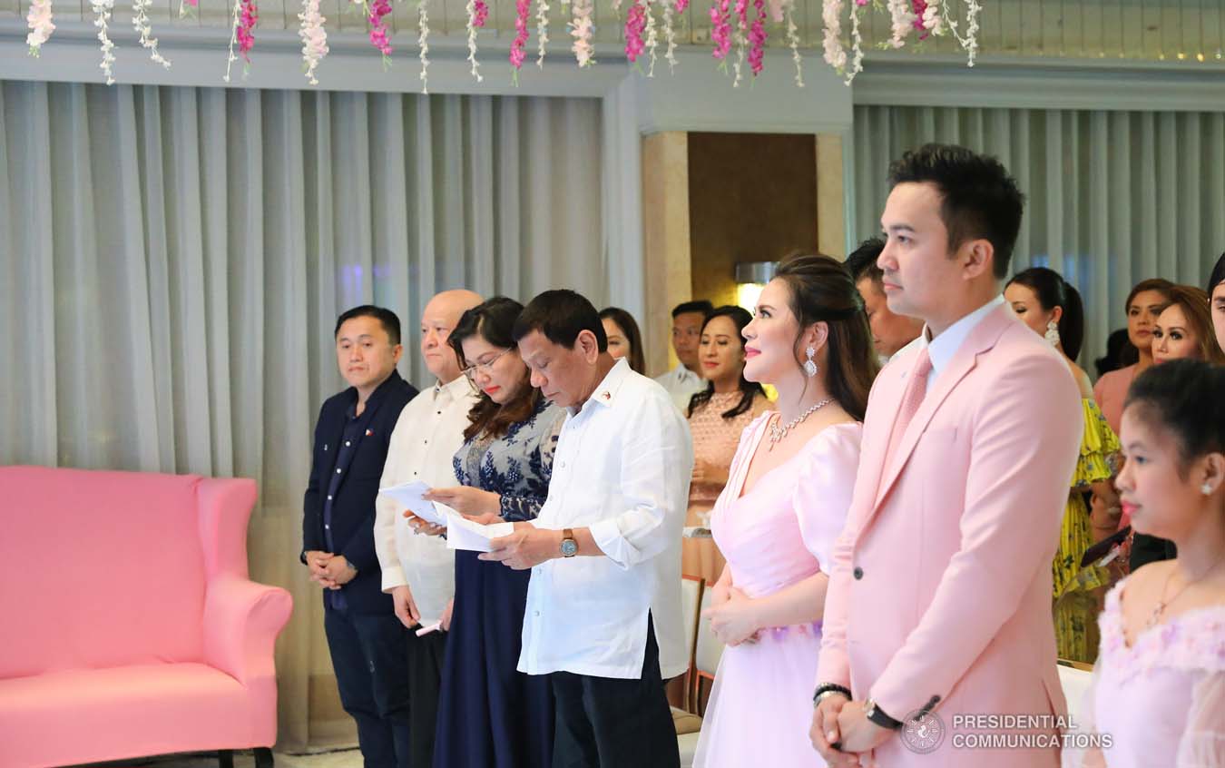 President Rodrigo Roa Duterte attends as a mentor in the baptism of Sara Velasco at the Shangri-La Hotel in Makati City on September 22, 2019. VALERIE ESCALERA/PRESIDENTIAL PHOTO