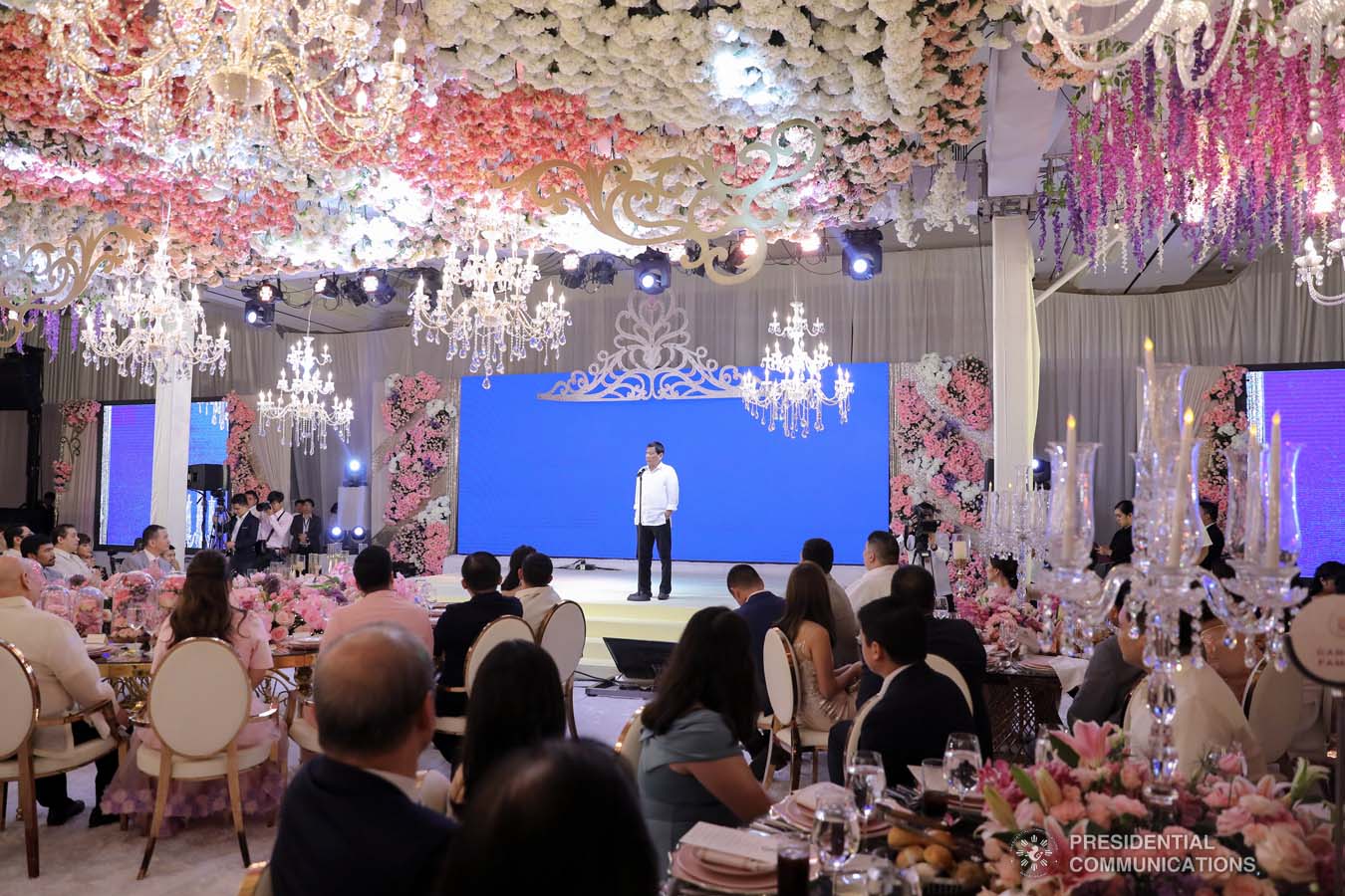 President Rodrigo Roa Duterte gives a message during the baptism of Sara Velasco at the Shangri-La Hotel in Makati City on September 22, 2019. VALERIE ESCALERA/PRESIDENTIAL PHOTO