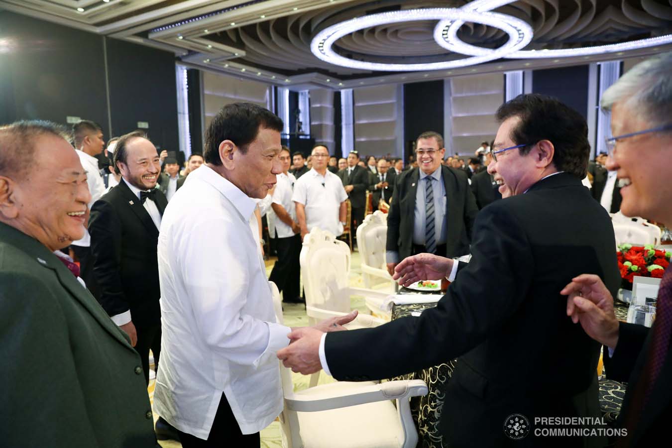President Rodrigo Roa Duterte shares a light moment with the guests during the 50th Founding Anniversary Celebration of Lex Talionis Fraternitas Inc. at The Manila Hotel on September 25, 2019. ACE MORANDANTE/PRESIDENTIAL PHOTO