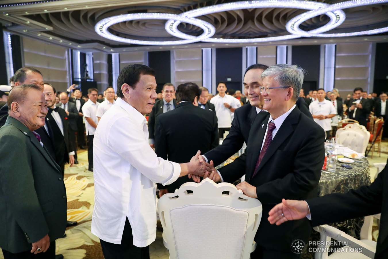 President Rodrigo Roa Duterte shares a light moment with the guests during the 50th Founding Anniversary Celebration of Lex Talionis Fraternitas Inc. at The Manila Hotel on September 25, 2019. ACE MORANDANTE/PRESIDENTIAL PHOTO