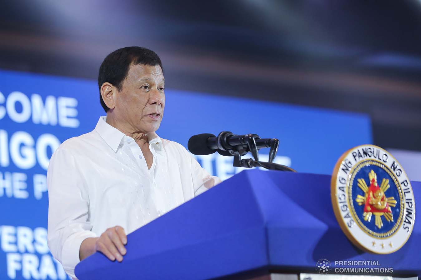 President Rodrigo Roa Duterte delivers his speech during the 50th Founding Anniversary Celebration of Lex Talionis Fraternitas Inc. at The Manila Hotel on September 25, 2019. ALFRED FRIAS/PRESIDENTIAL PHOTO