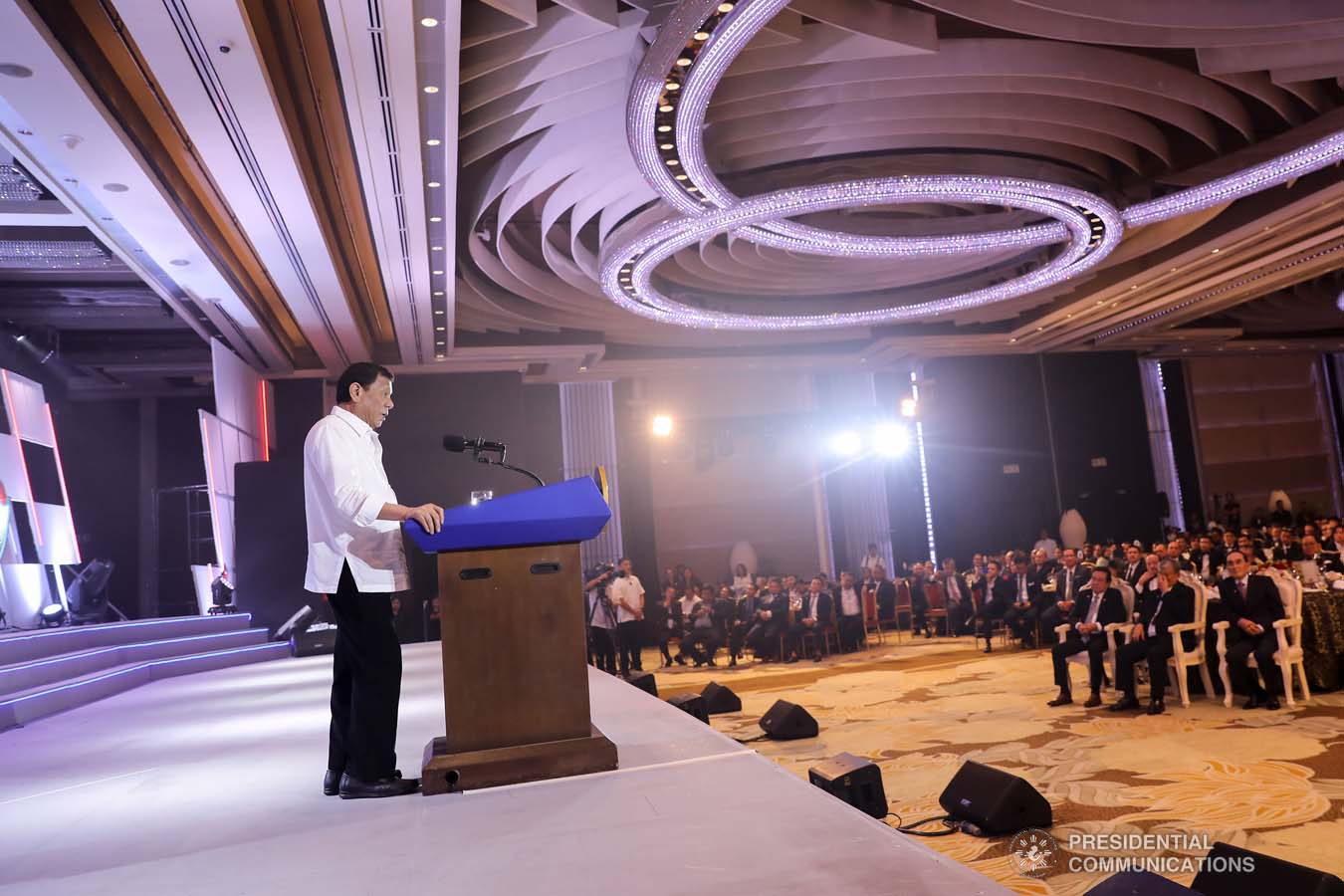 President Rodrigo Roa Duterte delivers his speech during the 50th Founding Anniversary Celebration of Lex Talionis Fraternitas Inc. at The Manila Hotel on September 25, 2019. ALFRED FRIAS/PRESIDENTIAL PHOTO