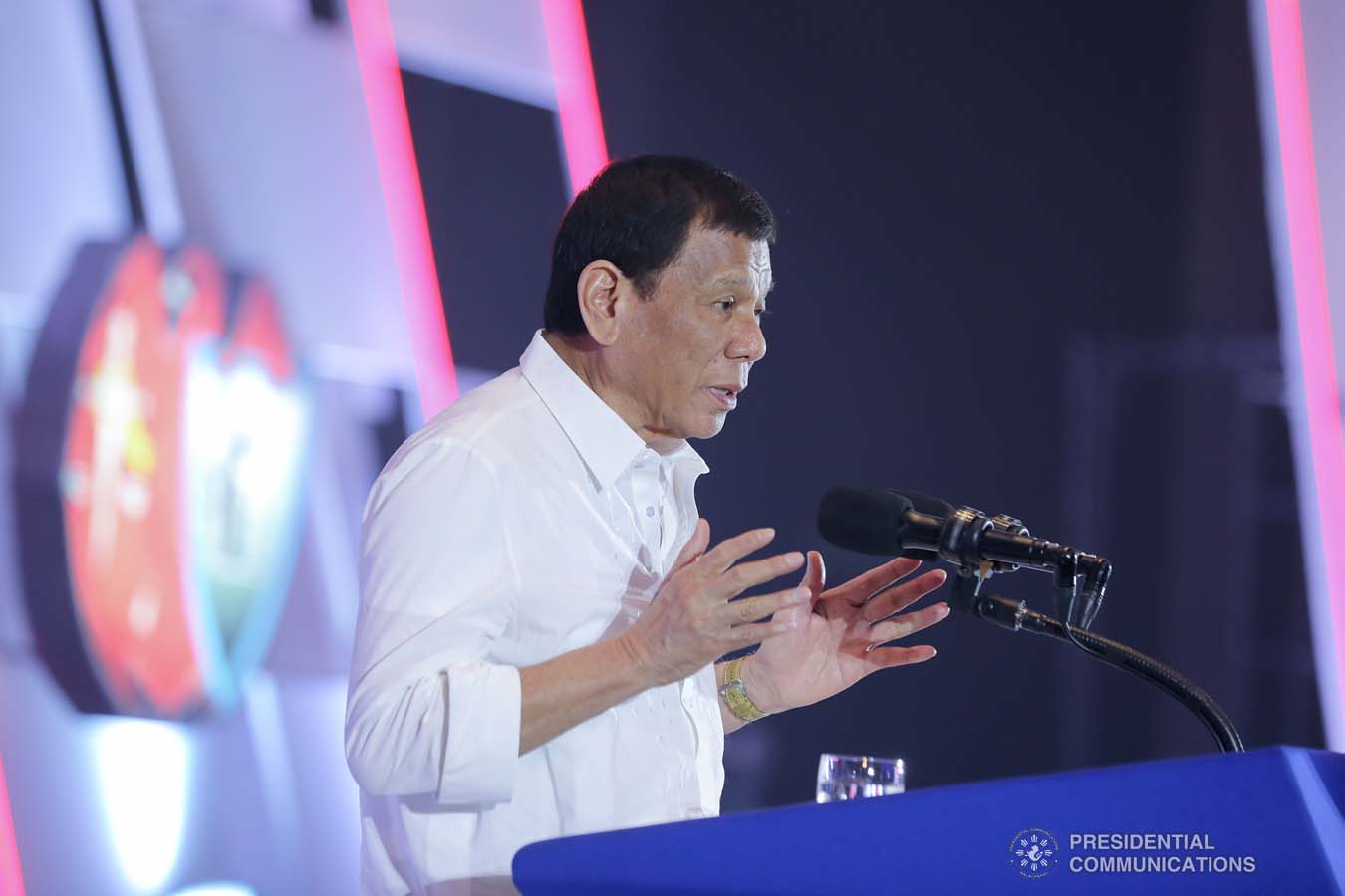 President Rodrigo Roa Duterte delivers his speech during the 50th Founding Anniversary Celebration of Lex Talionis Fraternitas Inc. at The Manila Hotel on September 25, 2019. ALFRED FRIAS/PRESIDENTIAL PHOTO