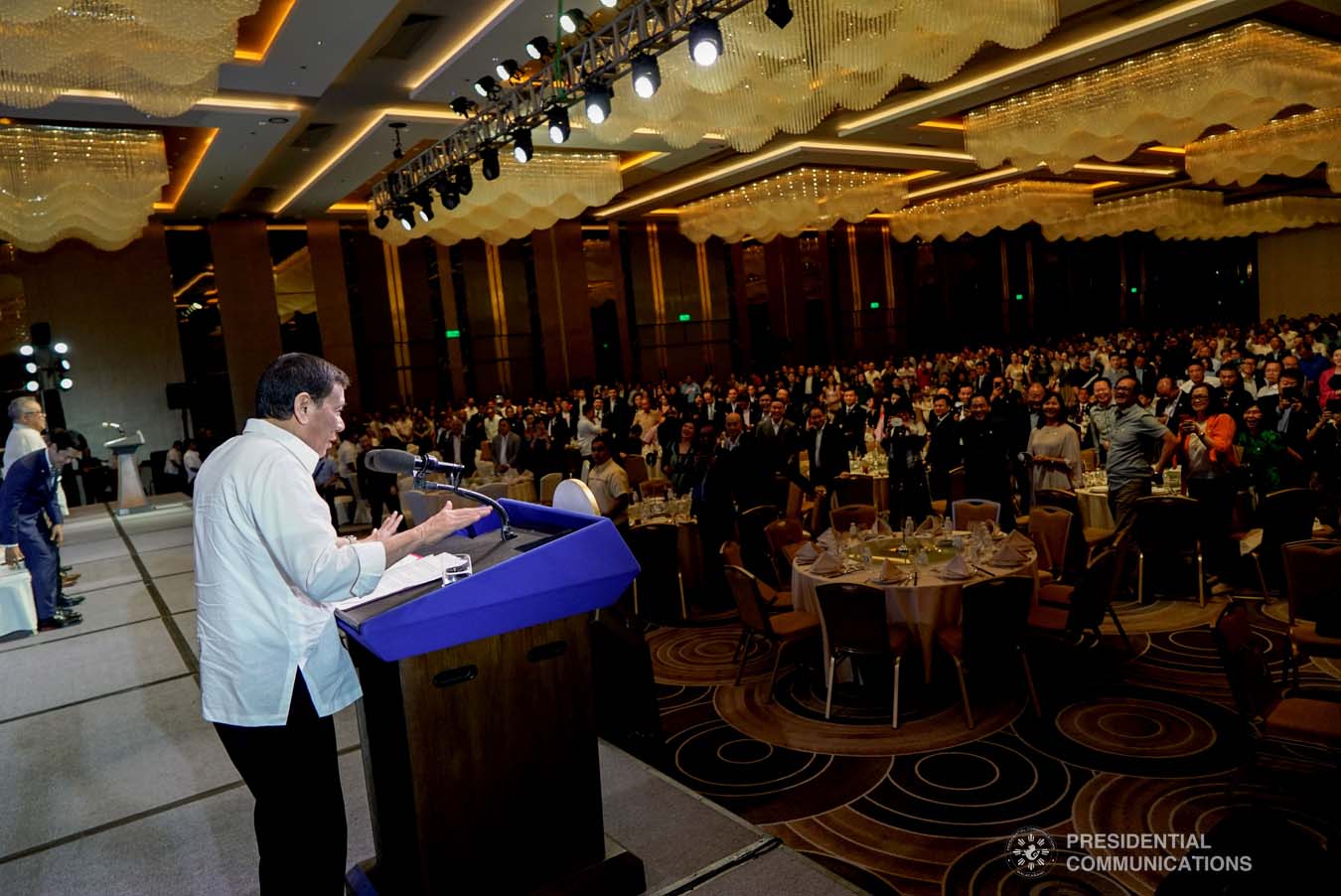 President Rodrigo Roa Duterte delivers his speech during the Golden Topper Corporate Launch at the Aseana Business Park in Parañaque City on September 25, 2019. KING RODRIGUEZ/PRESIDENTIAL PHOTO