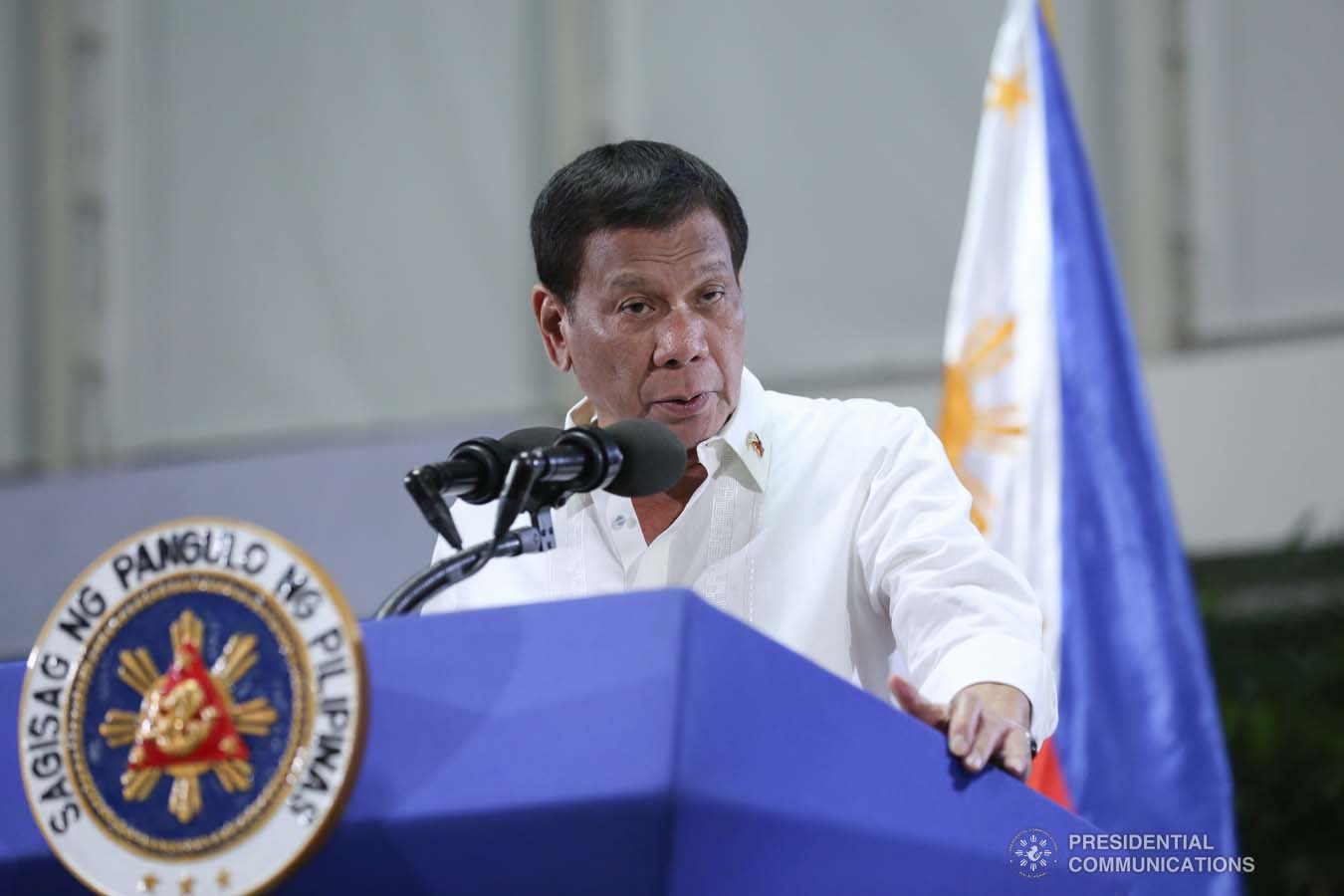 President Rodrigo Roa Duterte gives his statement prior to his departure at the Ninoy Aquino International Airport in Pasay City on October 01, 2019 for his official visit to the Russian Federation. ALBERT ALCAIN/PRESIDENTIAL PHOTO
