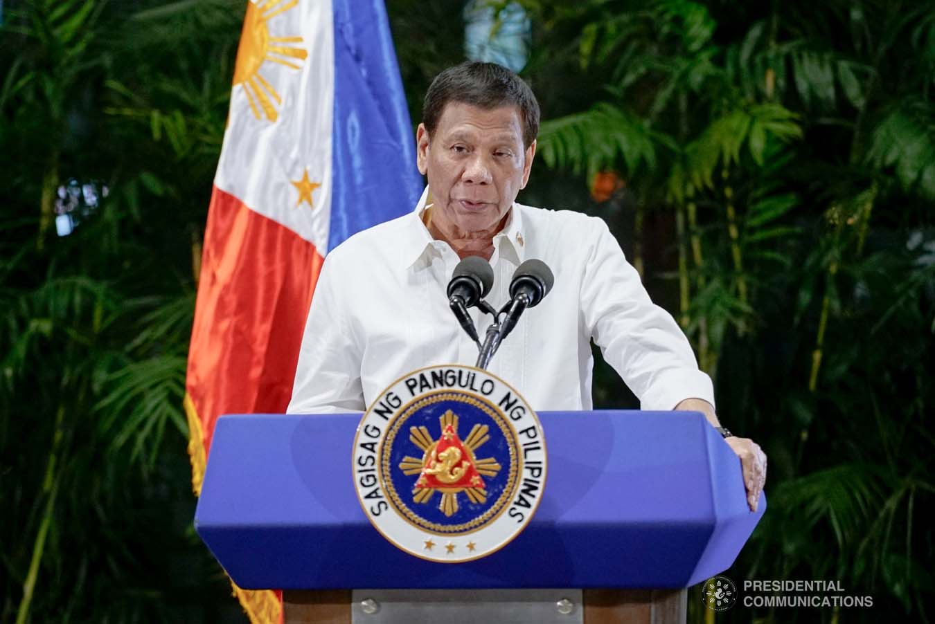 President Rodrigo Roa Duterte gives his statement prior to his departure at the Ninoy Aquino International Airport in Pasay City on October 01, 2019 for his official visit to the Russian Federation. KING RODRIGUEZ/PRESIDENTIAL PHOTO