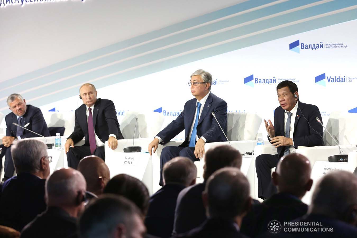 President Rodrigo Roa Duterte answers queries during the plenary session of the 16th Annual Meeting of the Valdai Discussion Club at the Polyana 1389 Hotel in Sochi, Russia on October 3, 2019. RICHARD MADELO/PRESIDENTIAL PHOTO
