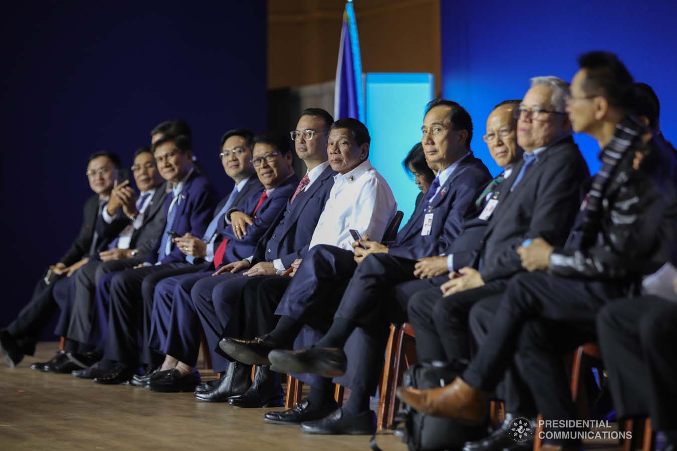 President Rodrigo Roa Duterte witnesses the program proper during his meeting with the Filipino community at the Exhibition of Achievements of National Economy (VDNH) in Moscow on October 5, 2019. ROBINSON NIÑAL JR./PRESIDENTIAL PHOTO