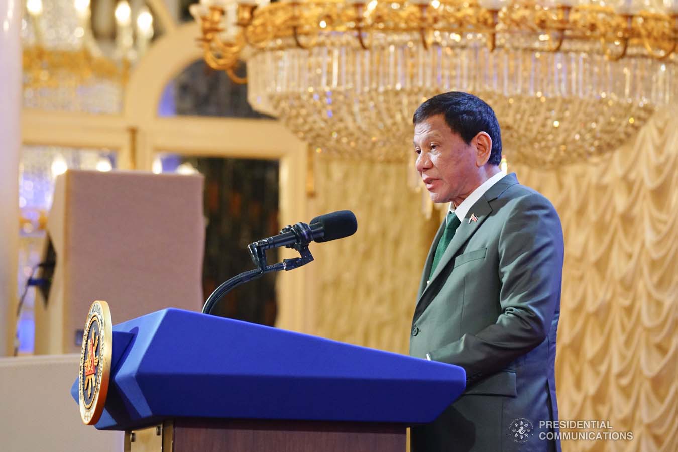 President Rodrigo Roa Duterte delivers his speech during the Philippines-Russia Business Forum at the House of the Unions in Moscow, Russian Federation on October 4, 2019. JOEY DALUMPINES/PRESIDENTIAL PHOTO