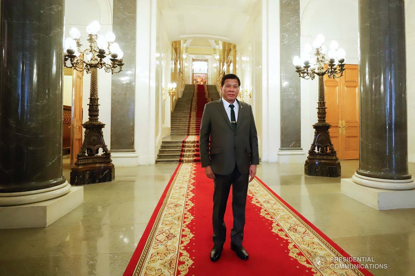 President Rodrigo Roa Duterte poses for posterity as he is given a tour inside the Kremlin Palace in Moscow, Russian Federation on October 4, 2019. KING RODRIGUEZ/PRESIDENTIAL PHOTO
