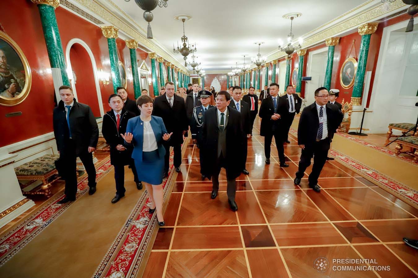 President Rodrigo Roa Duterte is given a tour inside the Kremlin Palace in Moscow, Russian Federation on October 4, 2019. KING RODRIGUEZ/PRESIDENTIAL PHOTO