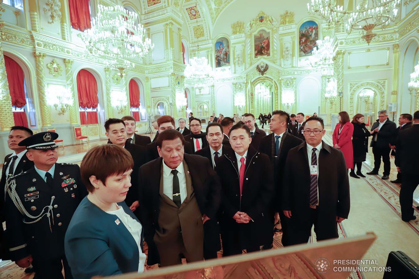President Rodrigo Roa Duterte is given a tour inside the Kremlin Palace in Moscow, Russian Federation on October 4, 2019. KING RODRIGUEZ/PRESIDENTIAL PHOTO