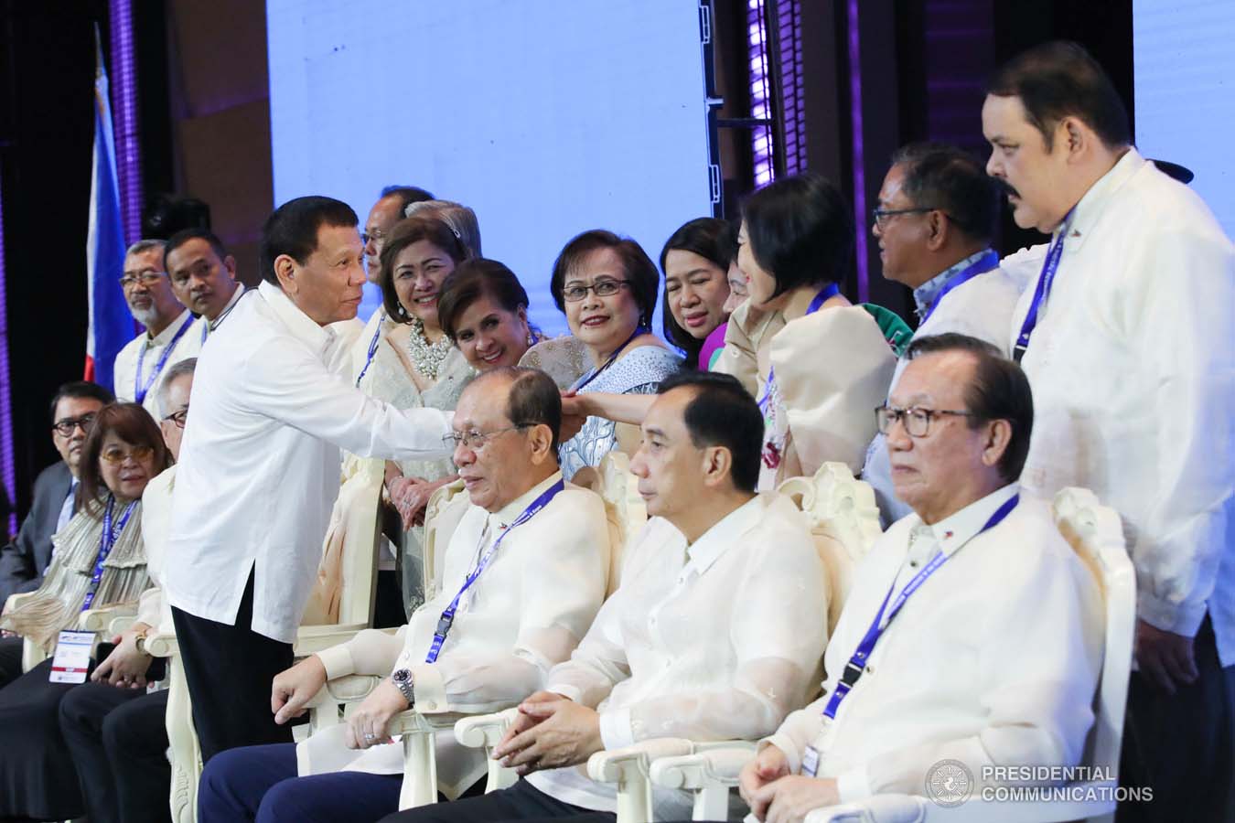 President Rodrigo Roa Duterte greets some of the guests during the 45th Philippine Business Conference and Expo at The Manila Hotel on October 17, 2019. ROBINSON NIÑAL JR./PRESIDENTIAL PHOTO