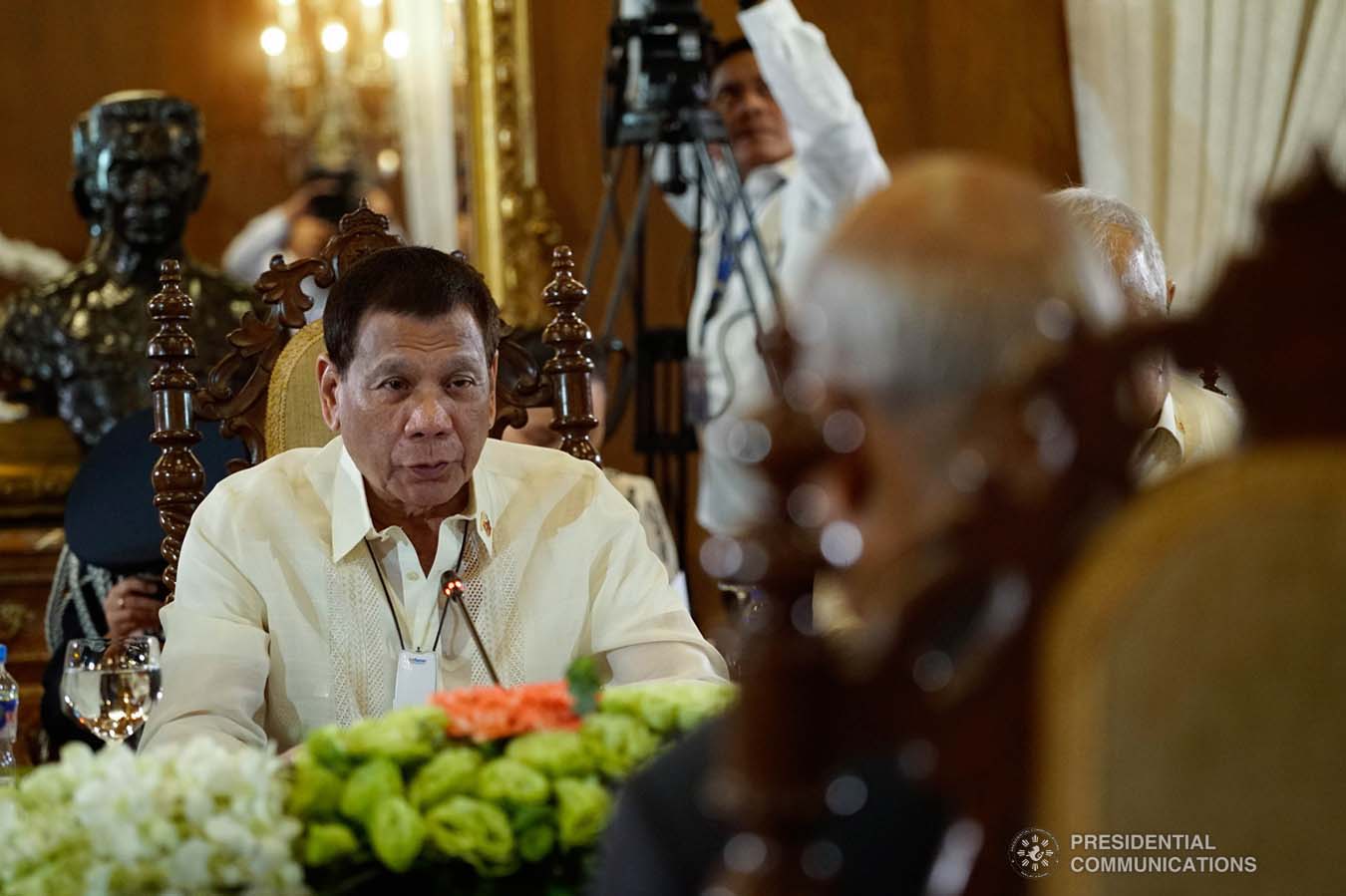 President Rodrigo Roa Duterte and the members of the cabinet hold an expanded bilateral meeting with President of the Republic of India Ram Nath Kovind and his delegation at the Malacañan Palace on October 18, 2019. President Kovind is on a five-day state visit to the Philippines. KING RODRIGUEZ/PRESIDENTIAL PHOTO